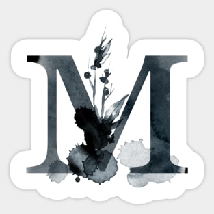 Floral Monogram M Dark Herbs And Flora Sticker